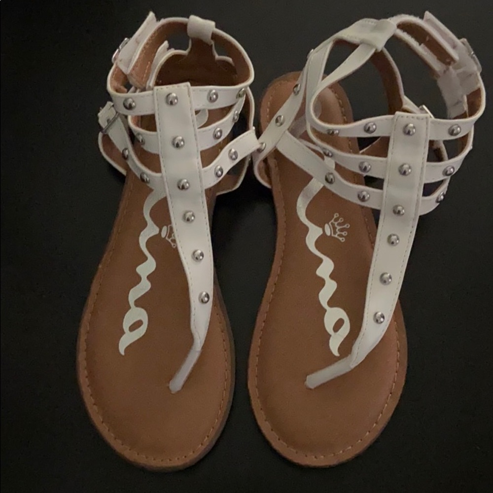 White Sandals with Metal Details